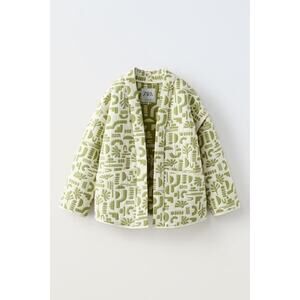 Zara Green and White Patterned Top